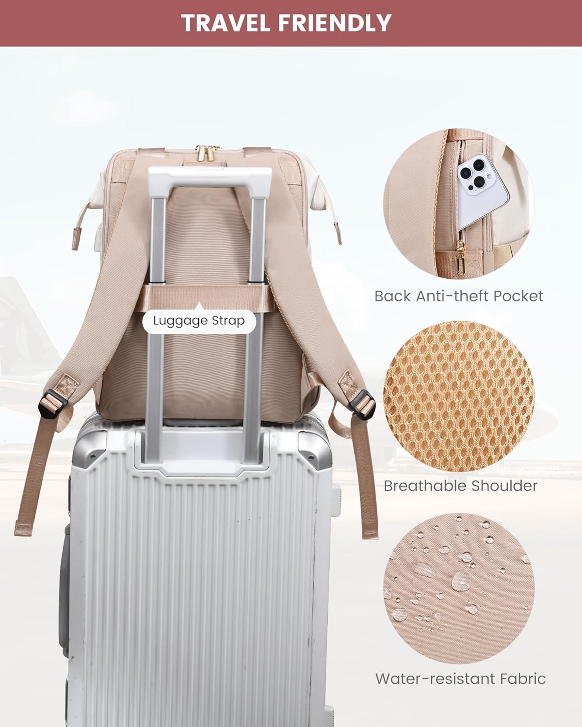 LOVEVOOK Laptop Backpack for Women, 15.6 Inch Work Laptop Bag with USB Port, Fashion Teacher Nurse Backpack Purse, Waterproof Travel Computer Backpack with Organizer Bag, 2PCS