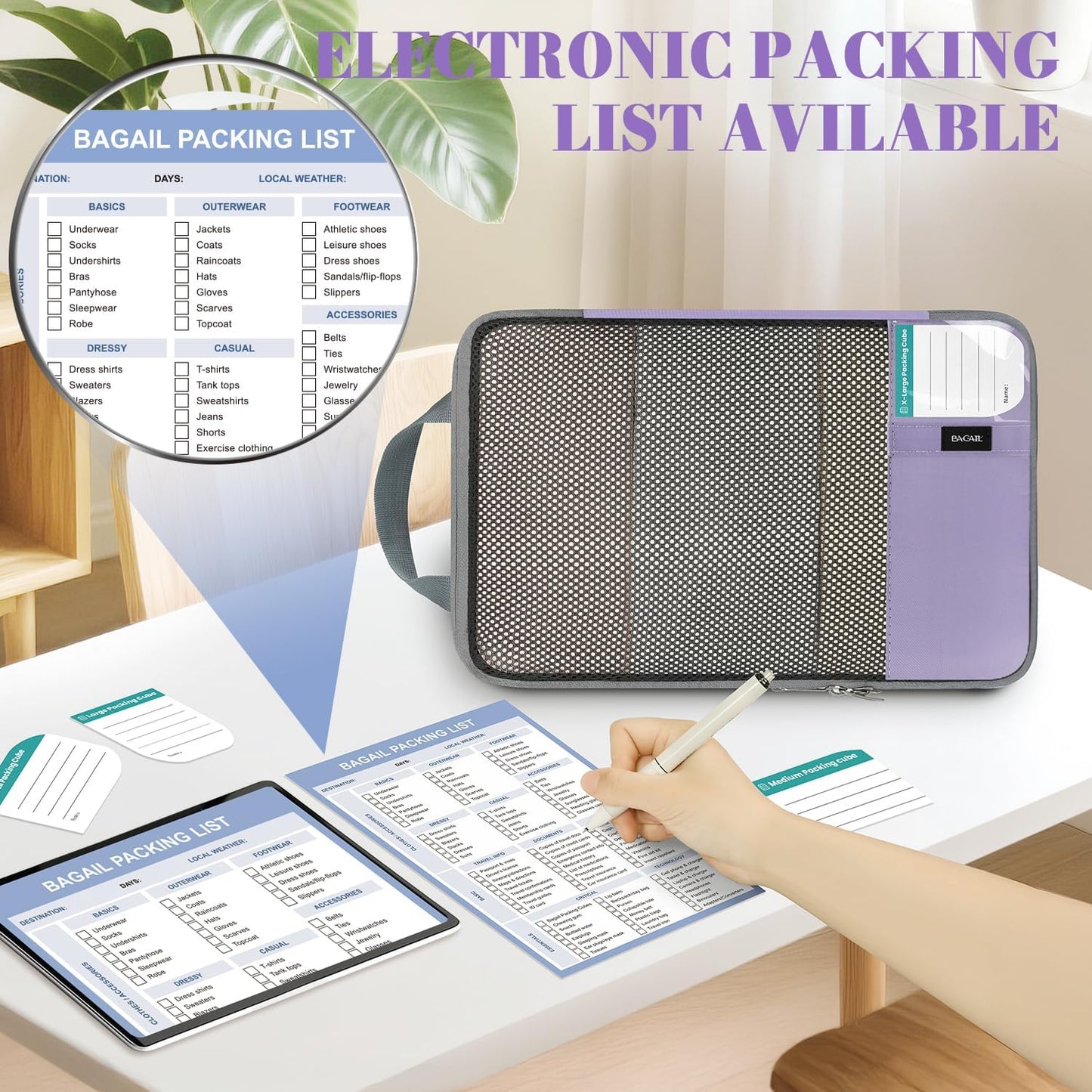 BAGAIL 4 Set/6 Set/8 Set Compression Packing Cubes Travel Accessories Expandable Packing
