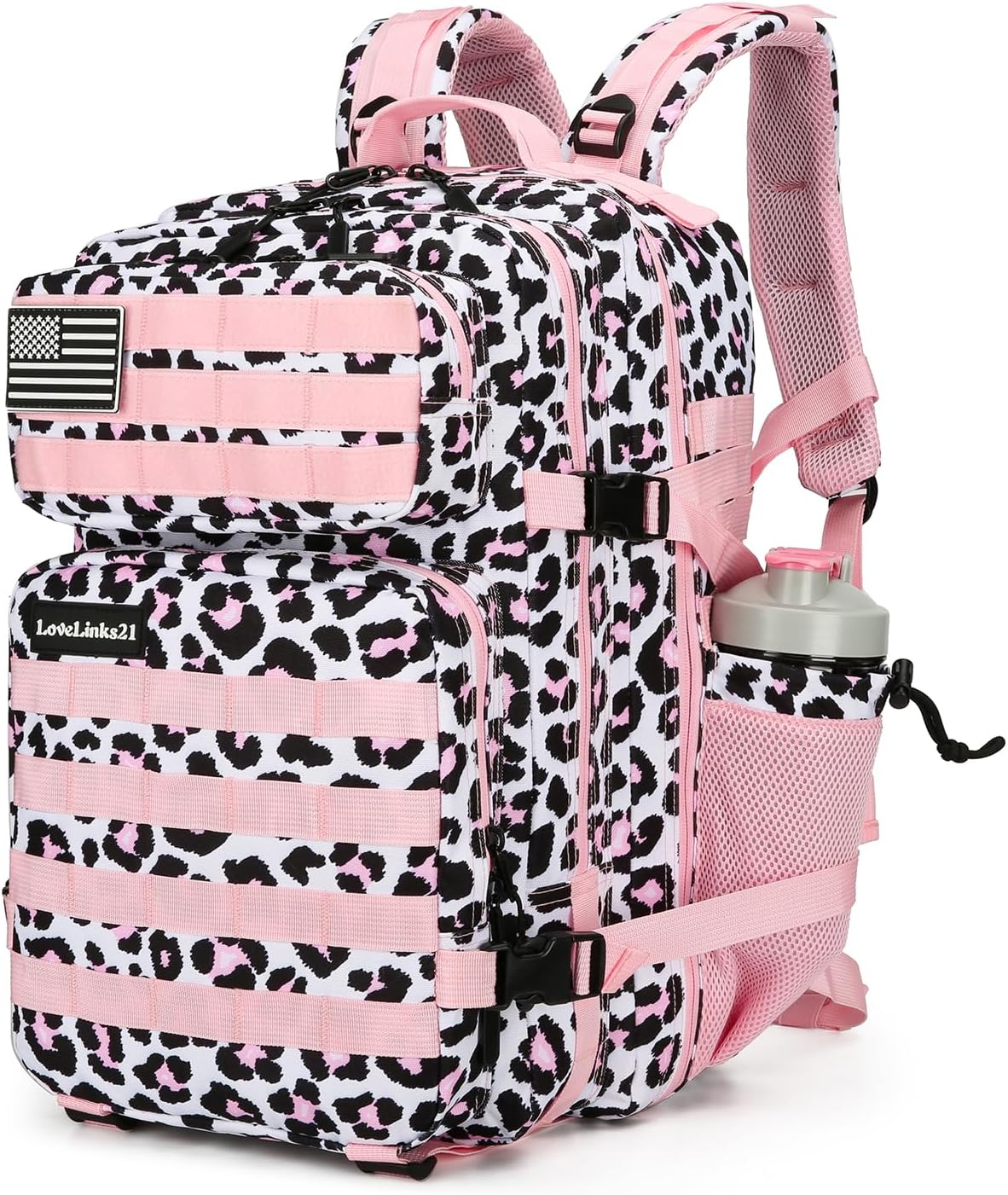 25L Tactical Backpack for Men and Women Military Backpack Army Assault Pack Molle Backpack Small Bug Out Bag Travel Rucksack Daypack (Pink Leopard)