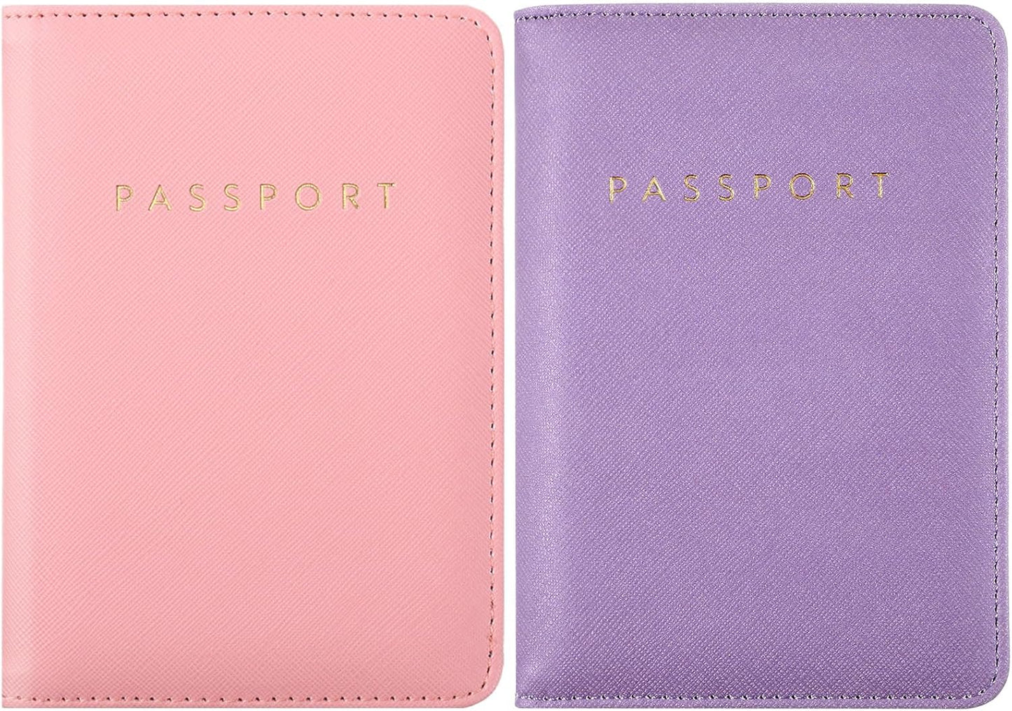 Frienda 2 Pieces Bridal Passport Covers Holder Waterproof Leather Holder Covers Travel Wallet Passport Case for Women and Men