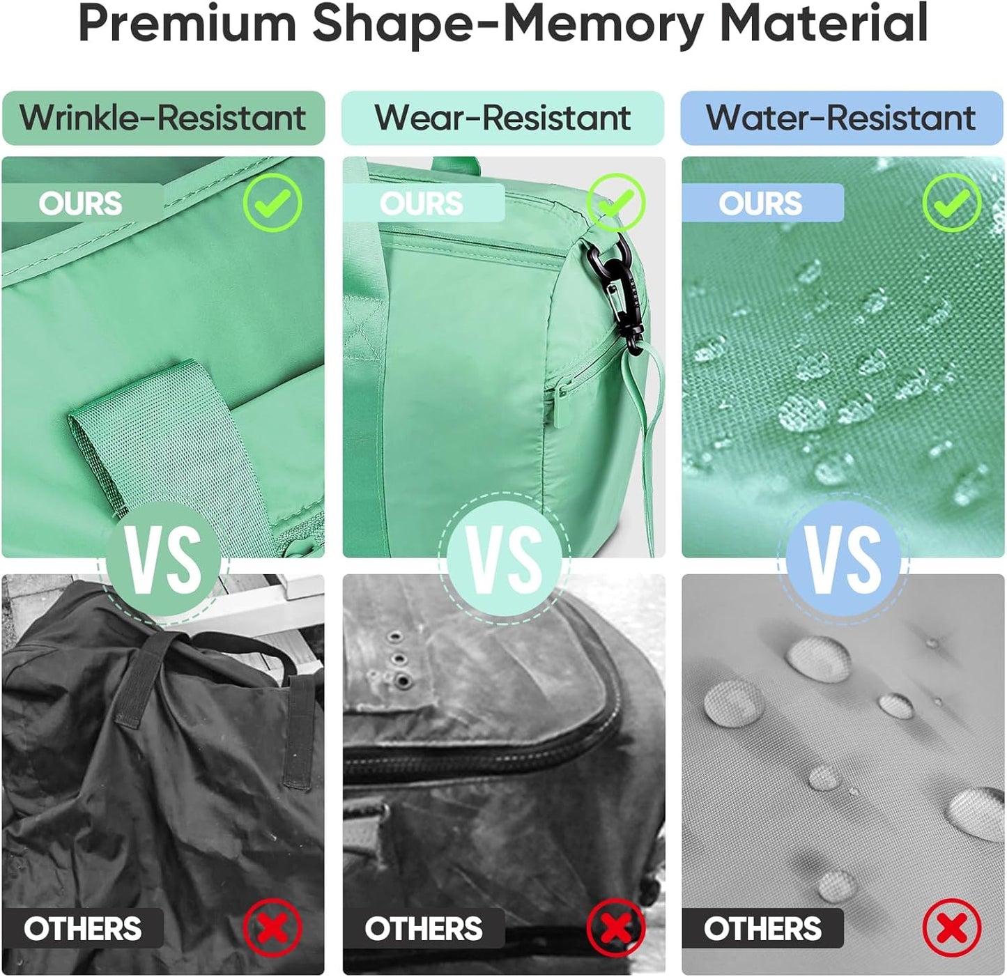 BALEINE Gym Bag for Women and Men, Duffel Bag for Sports, Gyms and Weekend Getaway, Waterproof Dufflebag with Shoe and Wet Clothes Compartments, Lightweight Carryon Gymbag (Green)