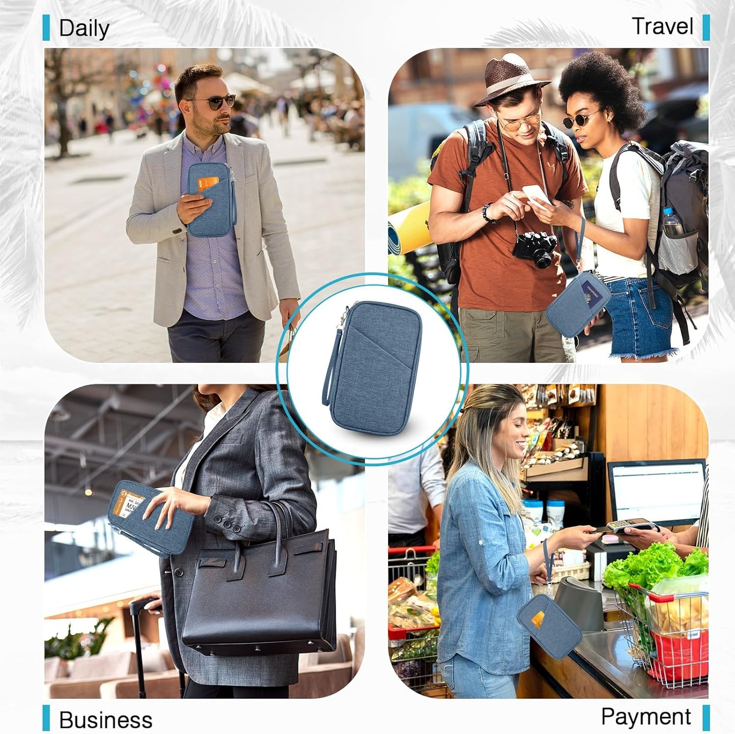 Passport Holder Family, Women Rfid Blocking Passport Wallet, Travel Essentials Premium Wallets, Waterproof Passport Holders Bag for Men Traveling, Travel Document Organizer Credit Cards Case