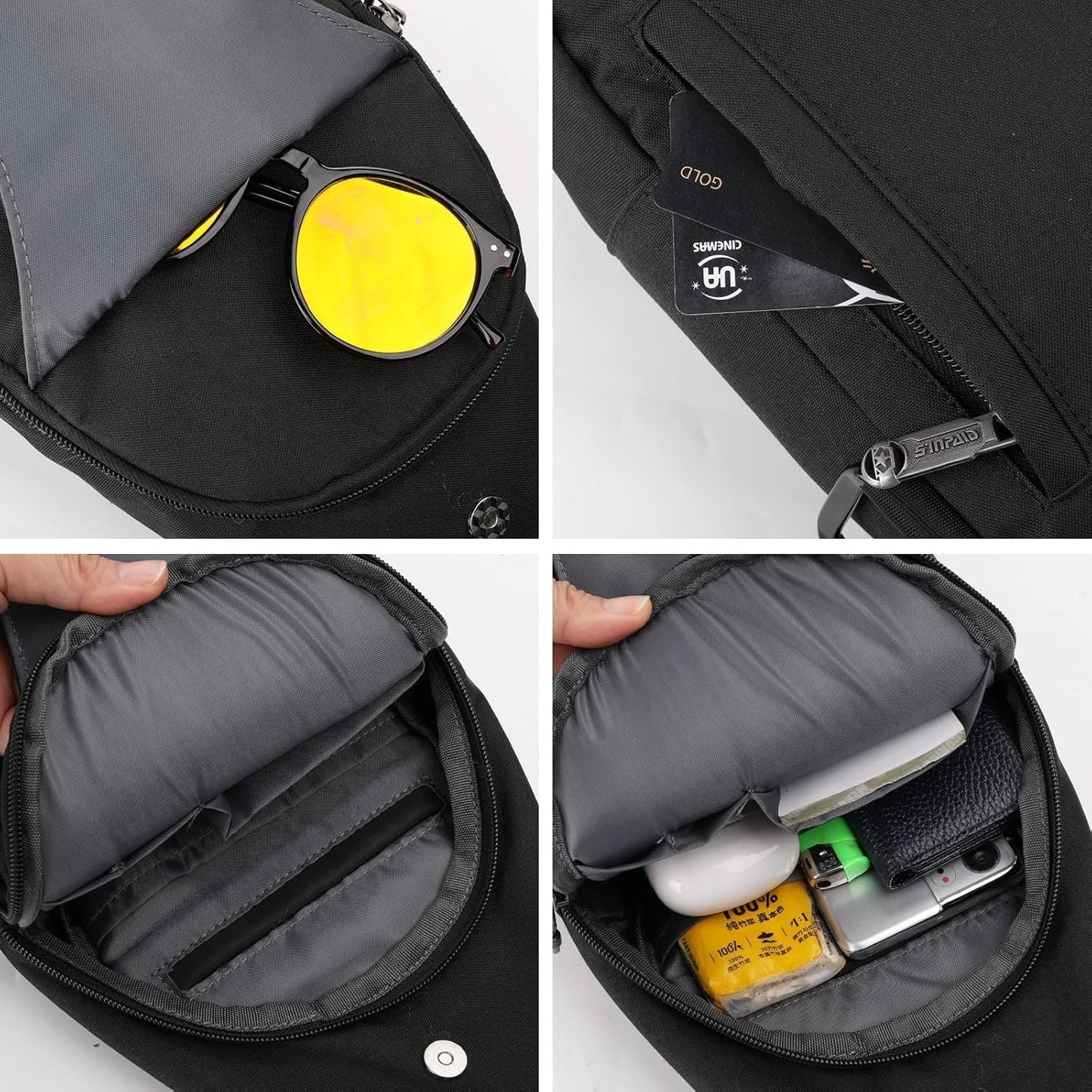 WATERFLY Small Crossbody Sling Backpack Anti Theft Backpack for Traveling Chest Bags for Men&Women