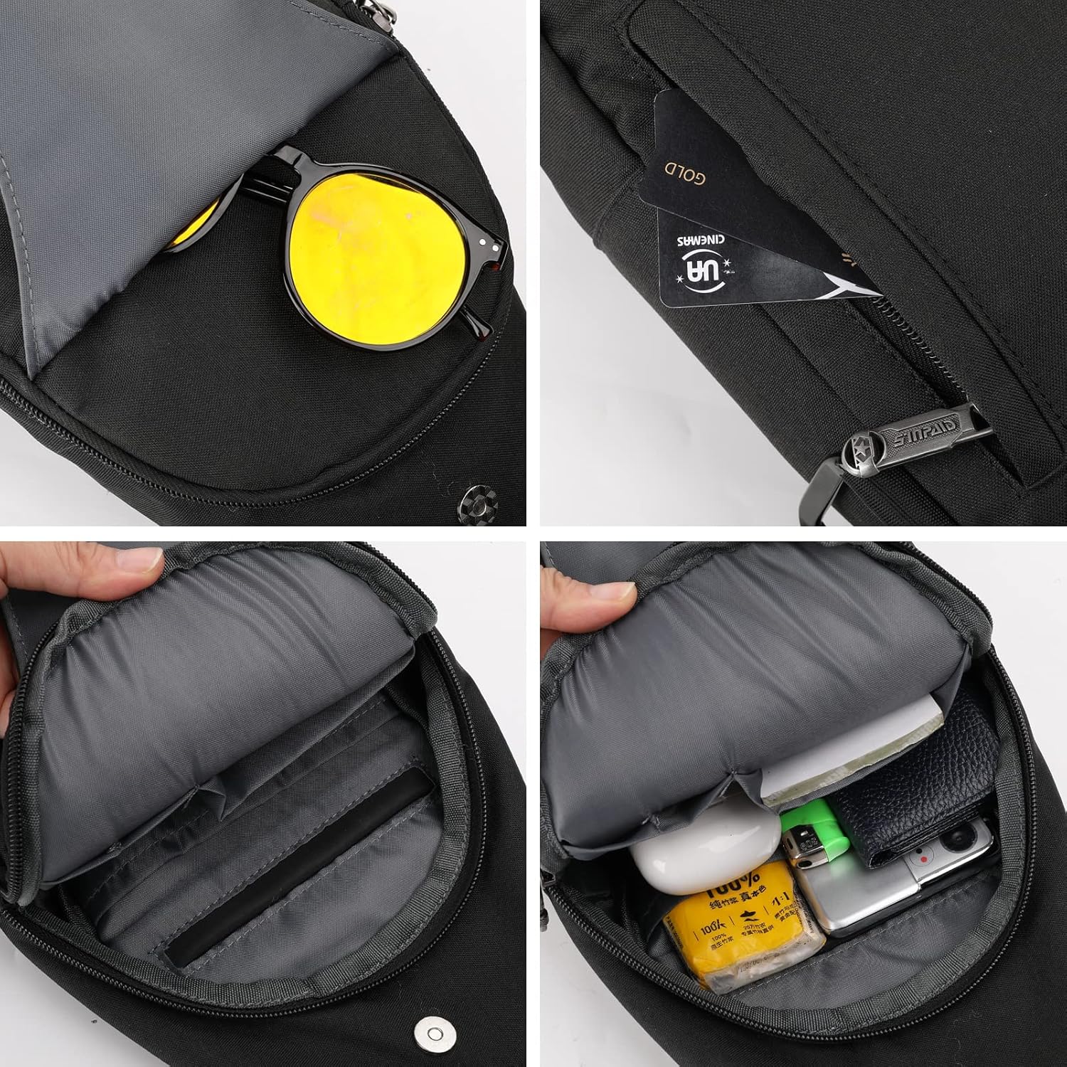 WATERFLY Small Crossbody Sling Backpack Anti Theft Backpack for Traveling Chest Bags for Men&Women