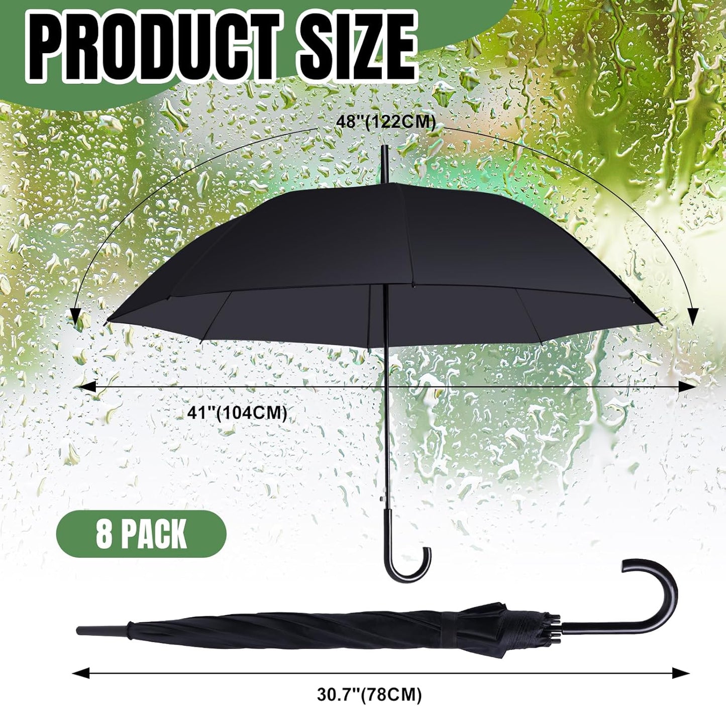 8 Pack Wedding Umbrella Bulk, Windproof Large Rain Umbrella, Strong Fiberglass Frame, Auto Open Wedding Umbrellas for Guests Bride Groom Photography Friend Gift