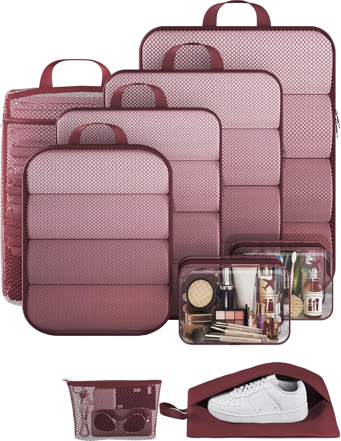 Veken 9/11 Set Compression Packing Cubes for Travel Essentials,Compressible Expandable Large