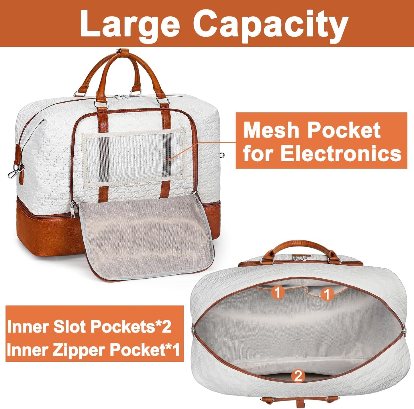 Travel Weekender Bag for Women, Overnight Bag with Shoe Compartment Oversized Travel Duffel Bag Carry On Tote 21"