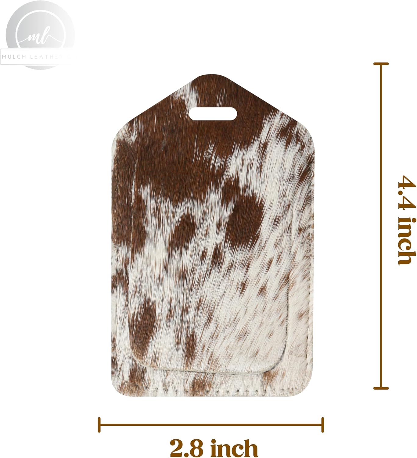 Mulch Leather Genuine Cow Leather Luggage Tag (Pack of 3) for Baggage ID Tags Travel Bag Tags for Suitcases Privacy Cover ID Label (Hair ON)