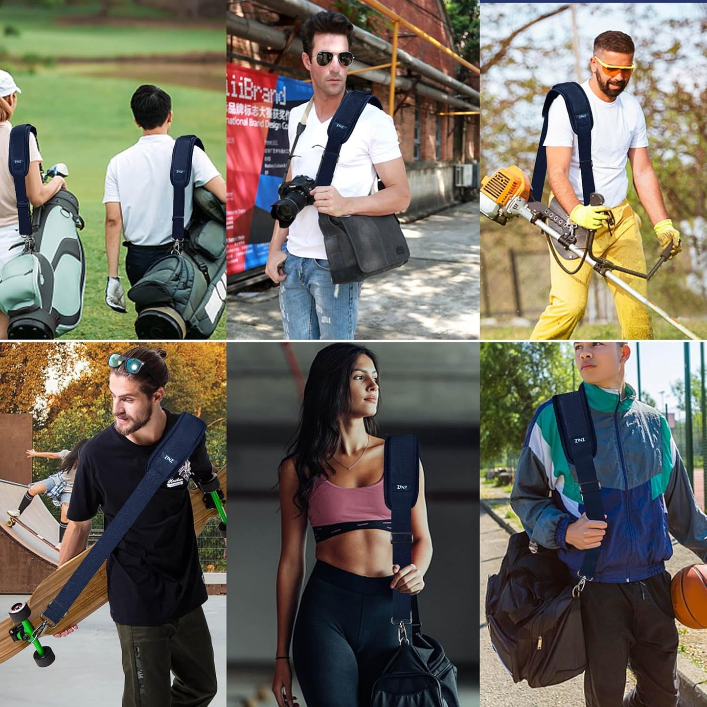 ZINZ 60" Universal Bag Strap with Ultra-thick Fixed Breathable Pad Adjustable Heavy-duty Shoulder Strap for Laptop bag Crossbody Luggage Gym Bag Camera Bag and more -D01B01