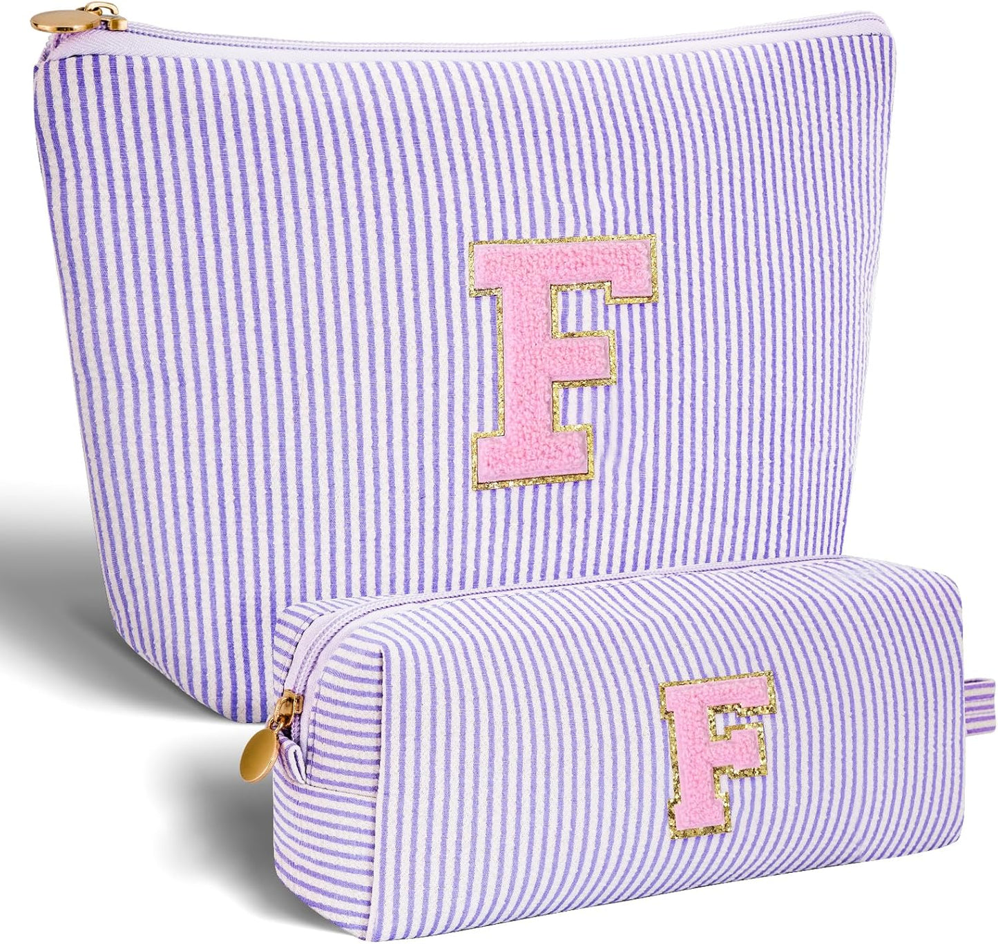 Personalized Makeup Bag for Women Girls - Fashion Cosmetic Bag Trendy Travel Toiletry Bag with Initials Letter - Teen Gifts - Lavender,F