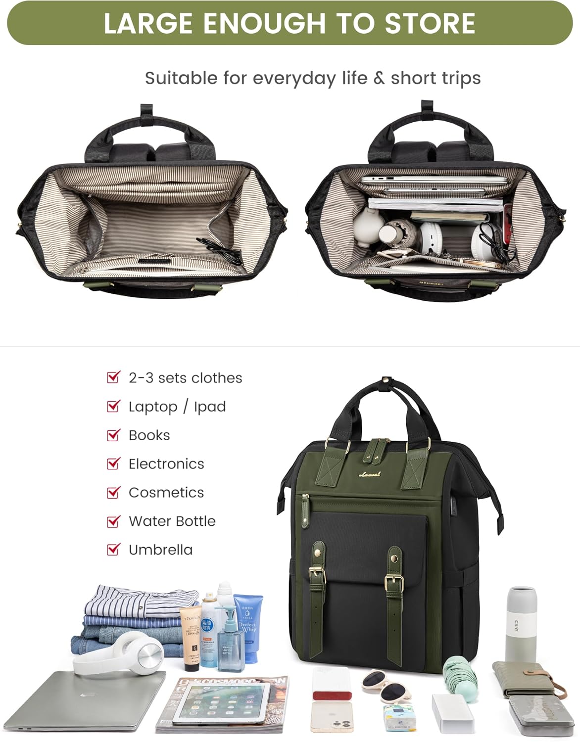 LOVEVOOK Laptop Backpack for Women Work Teacher Bag Travel Backpack, Stylish College Backpack Purse, Business Computer Laptop Bag Nurse Bags, Casual Daypack, 18 Inch