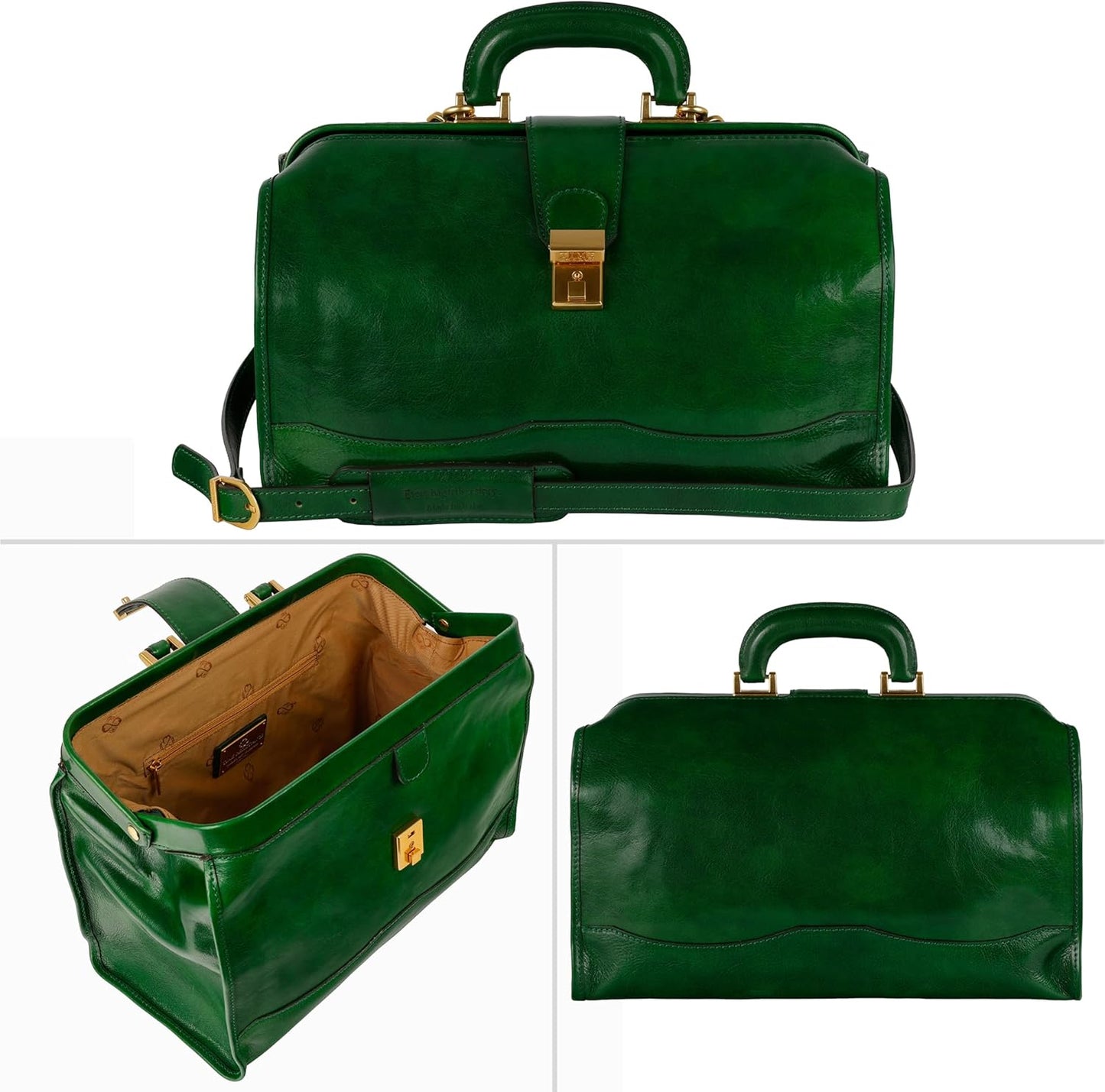 Time Resistance Leather Doctor Bag - Italian Handmade Medical Bag - Vintage Style Handbag - Real Leather Briefcase