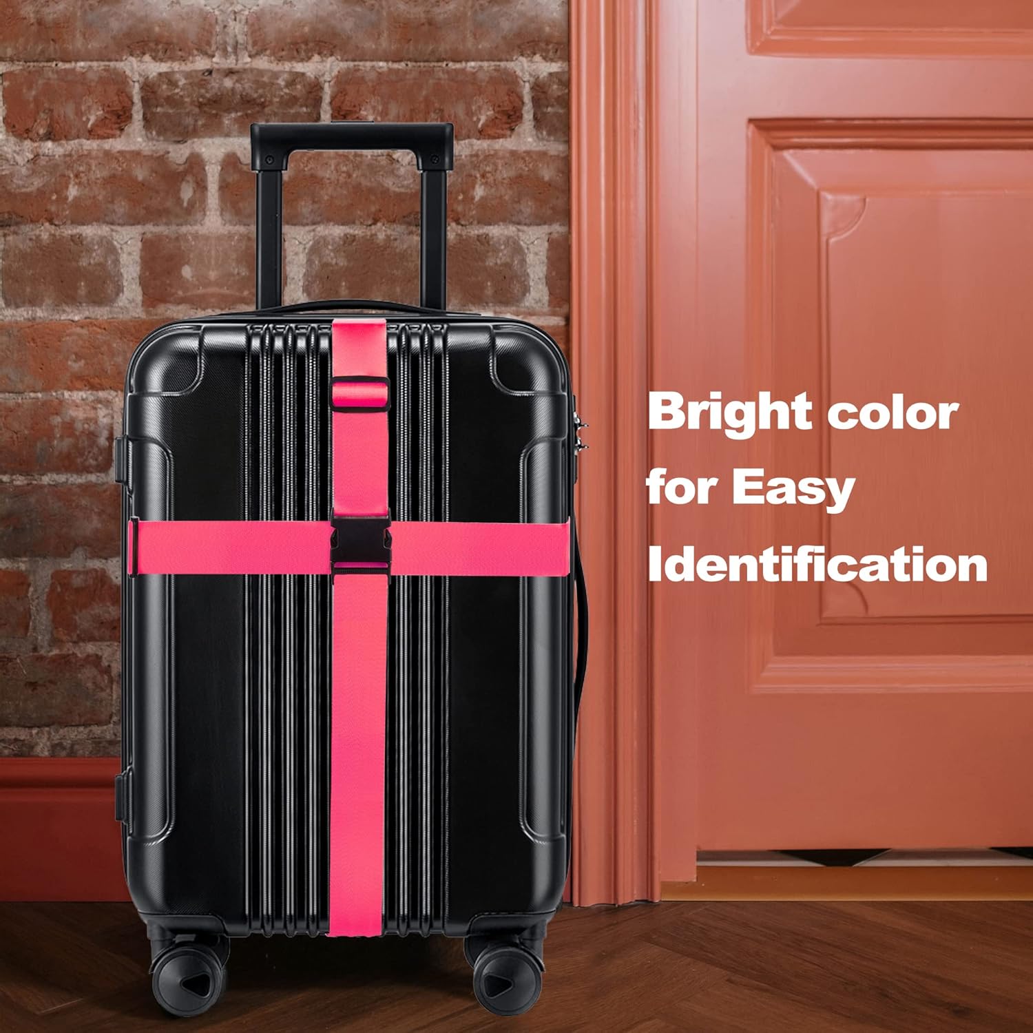 Luggage Straps for Suitcases TSA Approved Travel Belt 8 Pack by Chelmon (Rose Red)