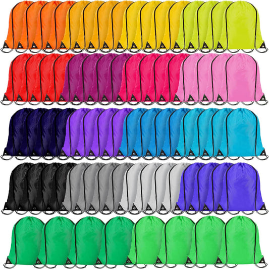 LEIFIDE 200 Pcs Drawstring Bags Bulk, Drawstring Backpack Bulk, Nylon Draw String Pack Sport String Bag, for Homeless Care(Multicolor)