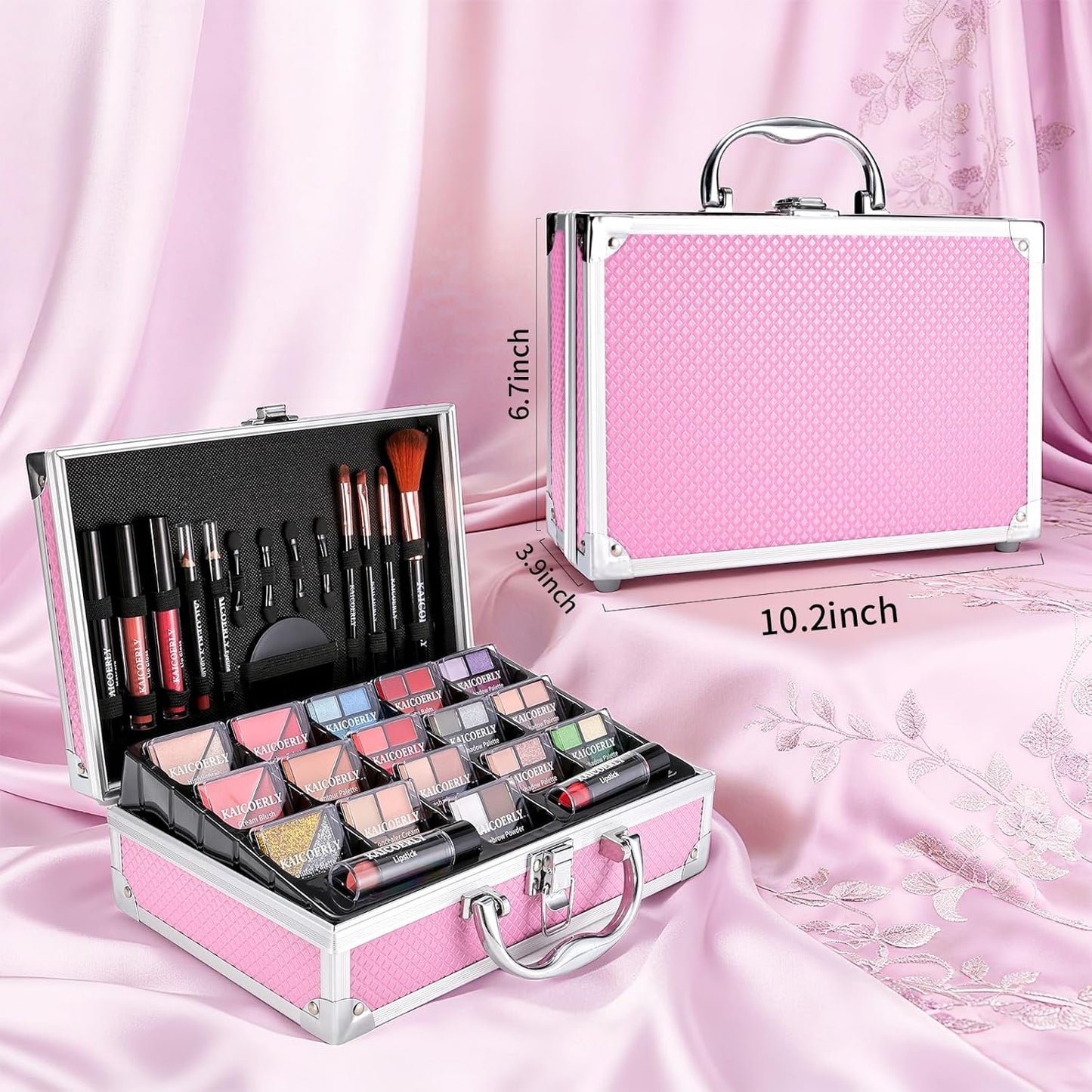 Makeup Kit for Women Girls, Fashionable Make Up Present Set for Beginners Professionals Traveler with Case, Makeup Essential with Eyeshadow Palette, Lip Gloss, Mascara,Foundation Face Primer(Pink)