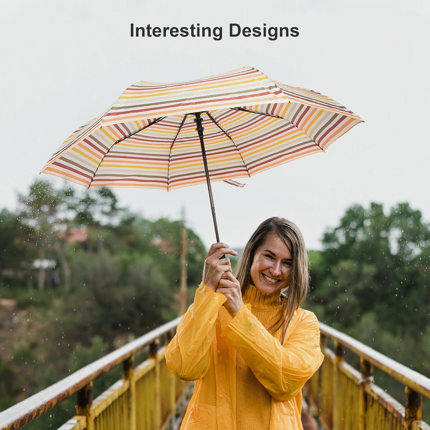 Nollia Windproof Automatic Travel Umbrella, Compact Portable with Reinforced Ribs for Sun & Rain