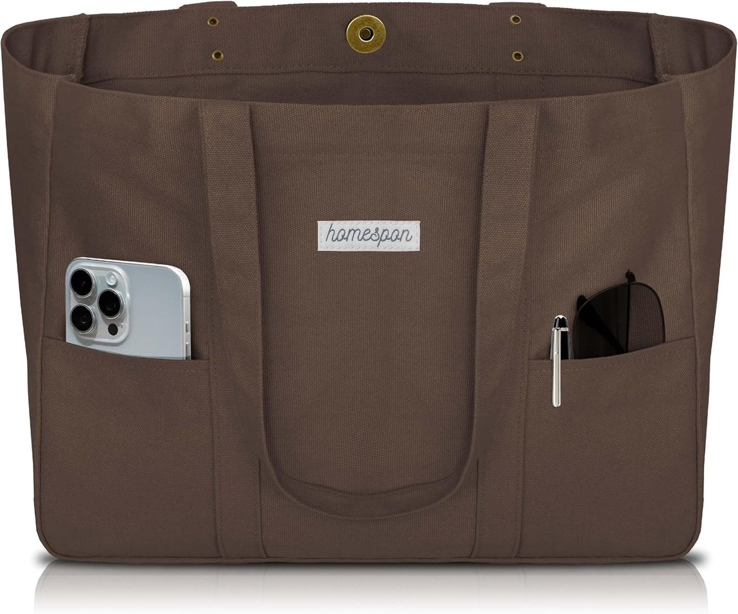 HOMESPON Large Canvas Tote Bag for Women Everything Bag with Pockets and Laptop Sleeve