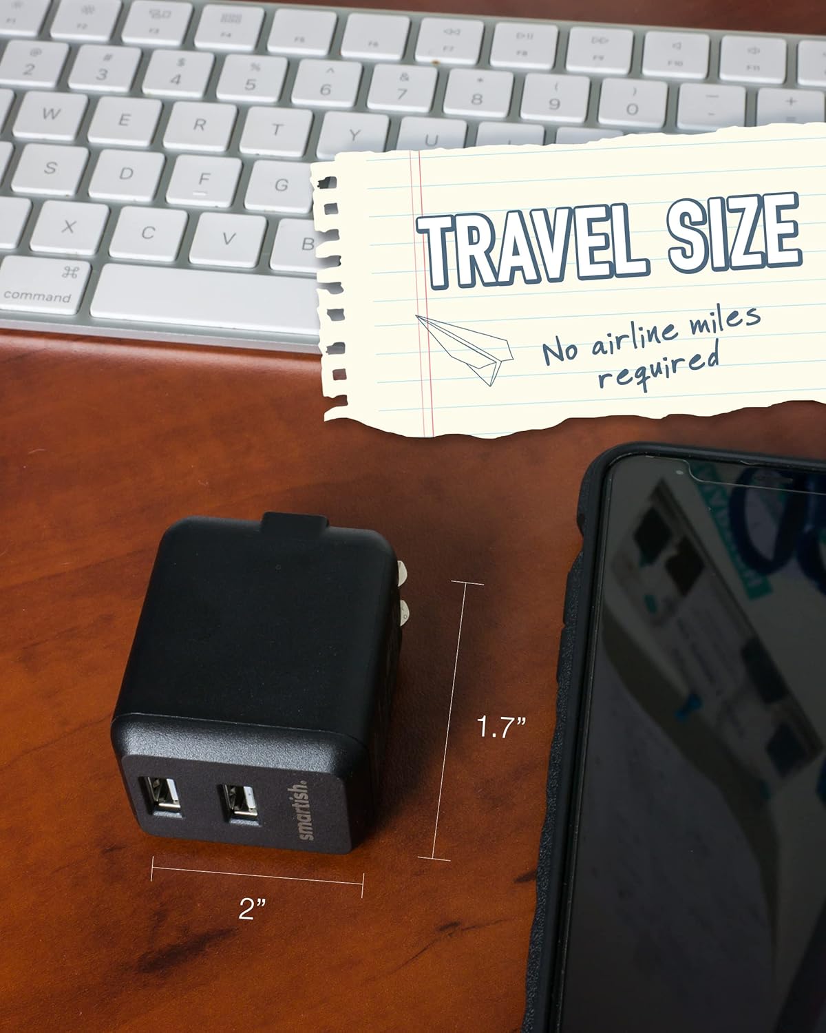 Smartish 2 Port USB Wall Charger - Charge Shack Maximum Speed 4.8 Amp Quick Charger Compatible with iPhone Android and All USB Devices (Silk) - Black