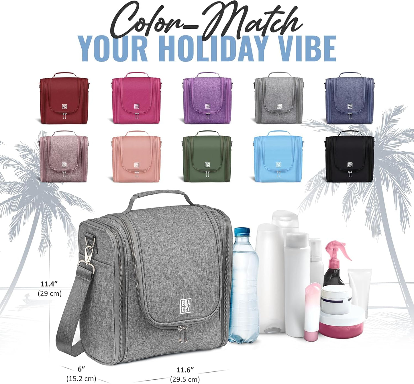BOACAY Extra Large Hanging Travel Toiletry Bag for Women and Men, Makeup Bag, Bathroom & Shower