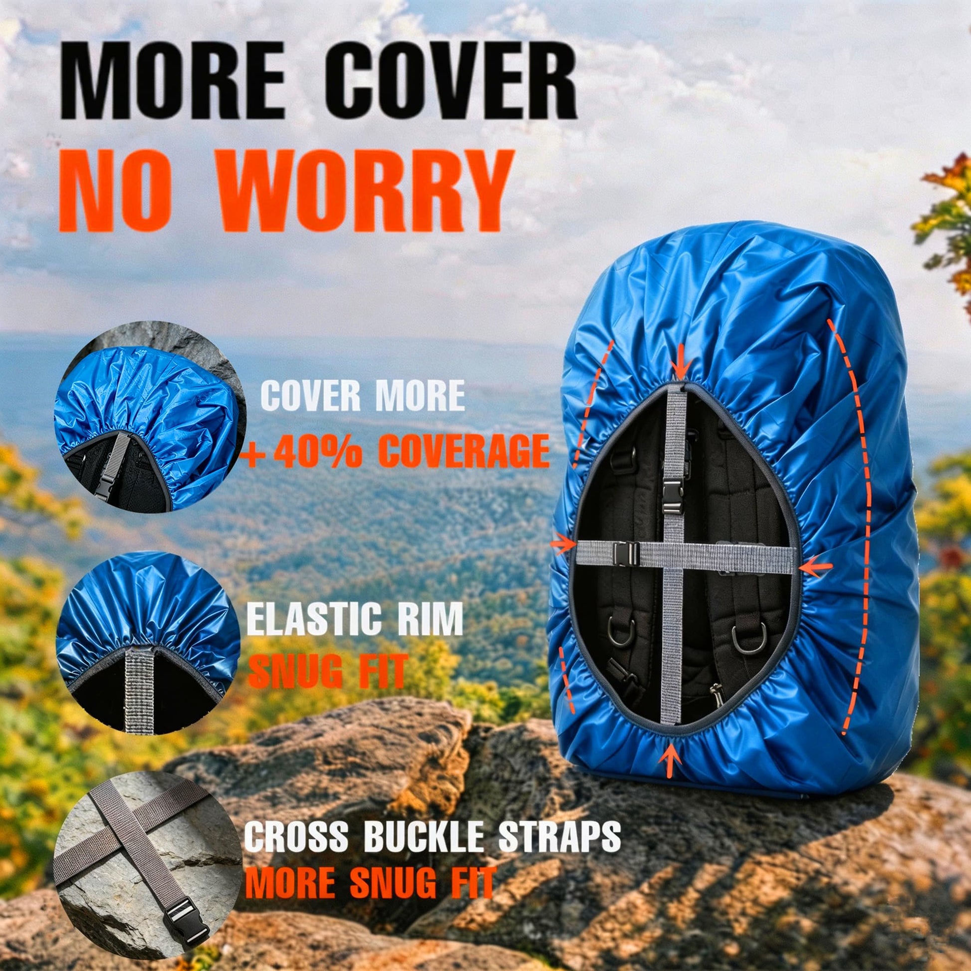 Joy Walker Backpack Rain Cover (blue, Middle (for 30-40L backpack))