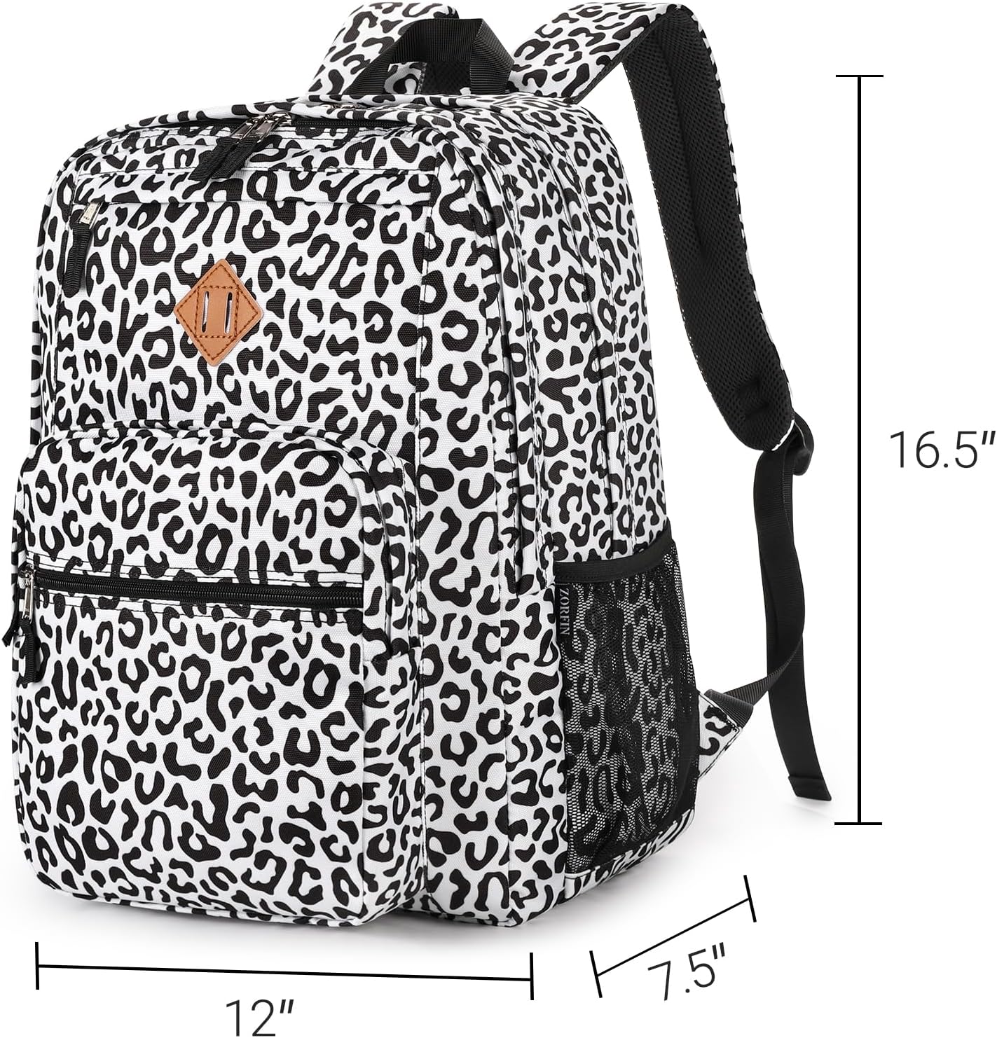 ZORFIN 26L Backpack for College, and Travel: Water Resistant Bookbag - Snow Leopard