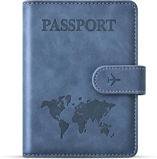 Passport Holder for Travel Essentials, Passport Wallet Cover Case for Travel Must Haves Accessories,Passport Book Holders for Women and Men BLACK (BLUE)