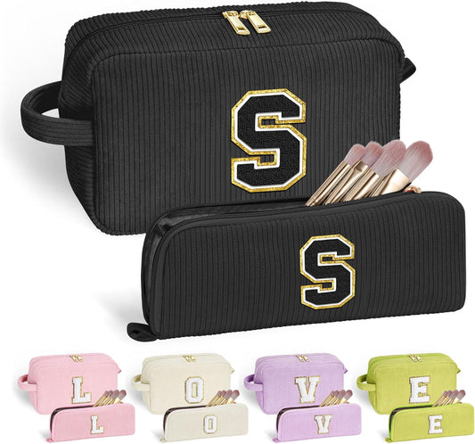 YOOLIFE Initial Travel Makeup Bag Cosmetic Bag - Teen Girl Gifts Trendy Stuff Friend Birthday Gifts for Women Teen Girl Kids
