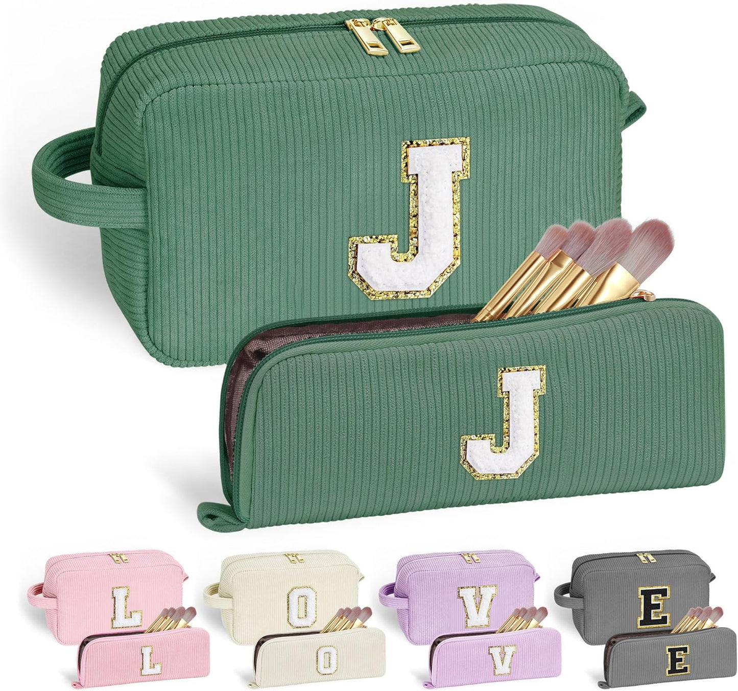 YOOLIFE Initial Travel Makeup Bag Cosmetic Bag - Teen Girl Gifts Trendy Stuff Friend Birthday Gifts