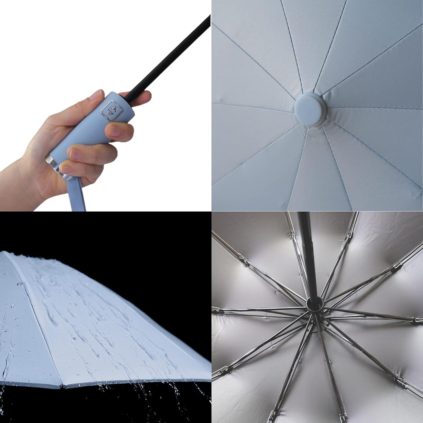 BAODINI Inverted UV Umbrella for Rain and Sun Medium Size UPF 50+ Rverse Compact Umbrella Auto Open Close