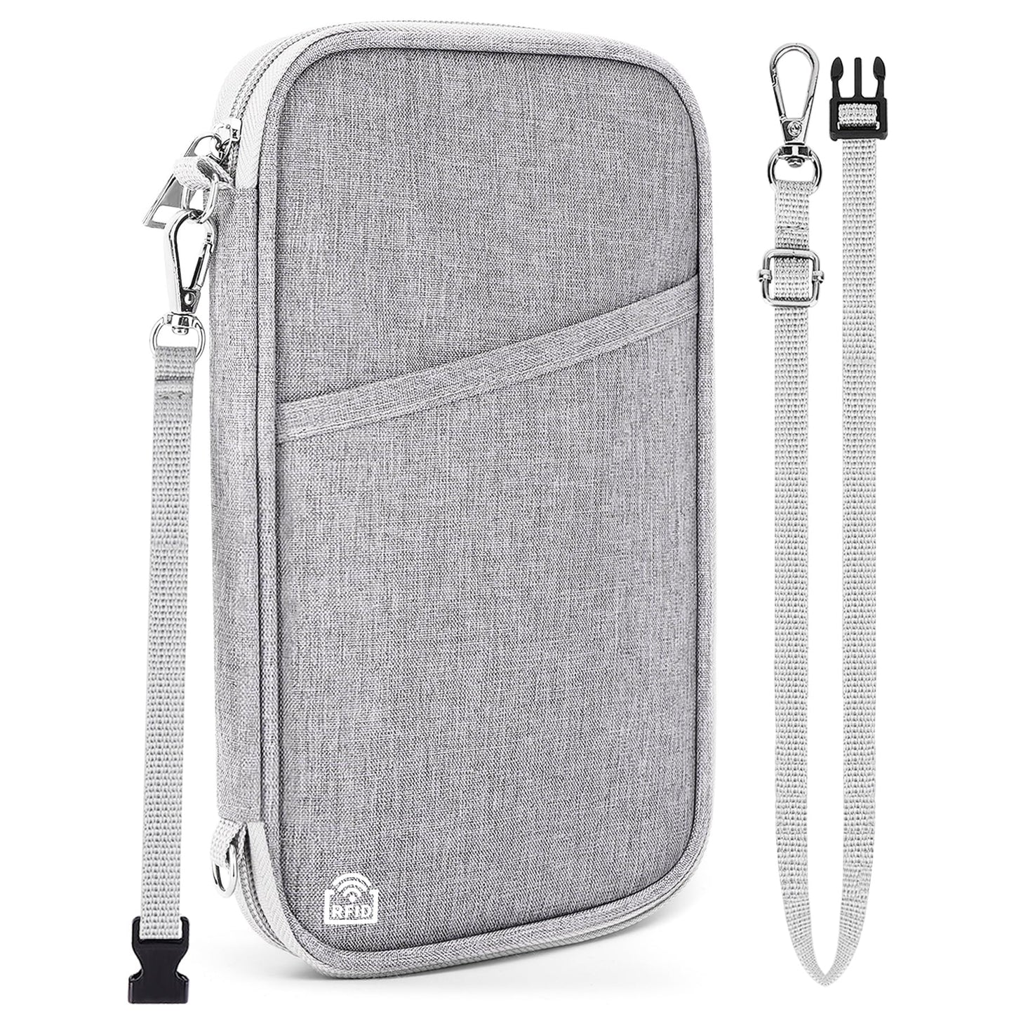 Magimack Passport Holder for Travel, RFID Blocking Wallet for Family, Grey
