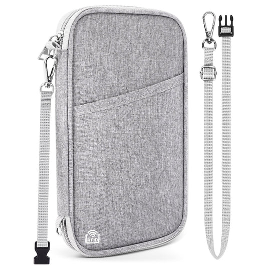 Magimack Passport Holder for Travel, RFID Blocking Wallet for Family, Grey