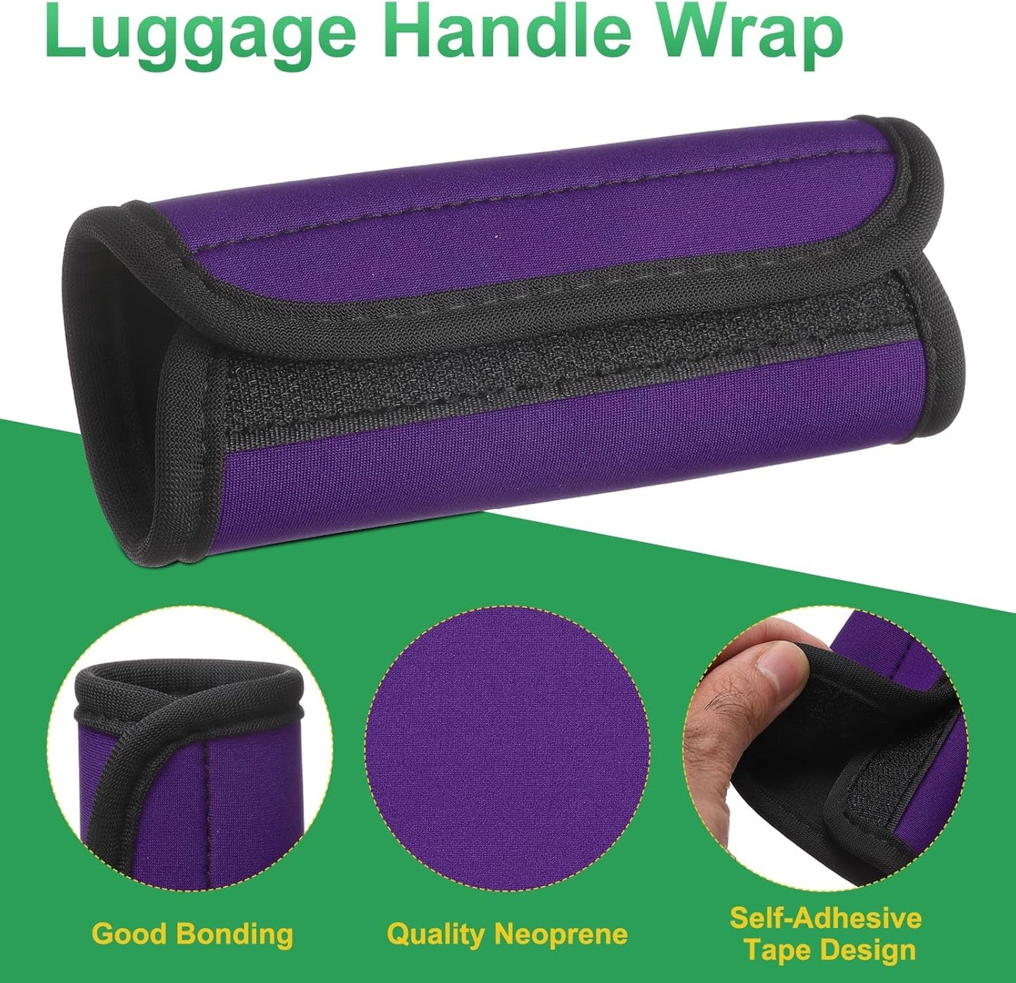uxcell 3 Pcs Luggage Handle Wrap for Suitcase, Neoprene Handbag Grip Cover Protector Luggage Identifiers Suitcase Handle Wraps for Luggage Shopping Bag Travel Bags, Purple