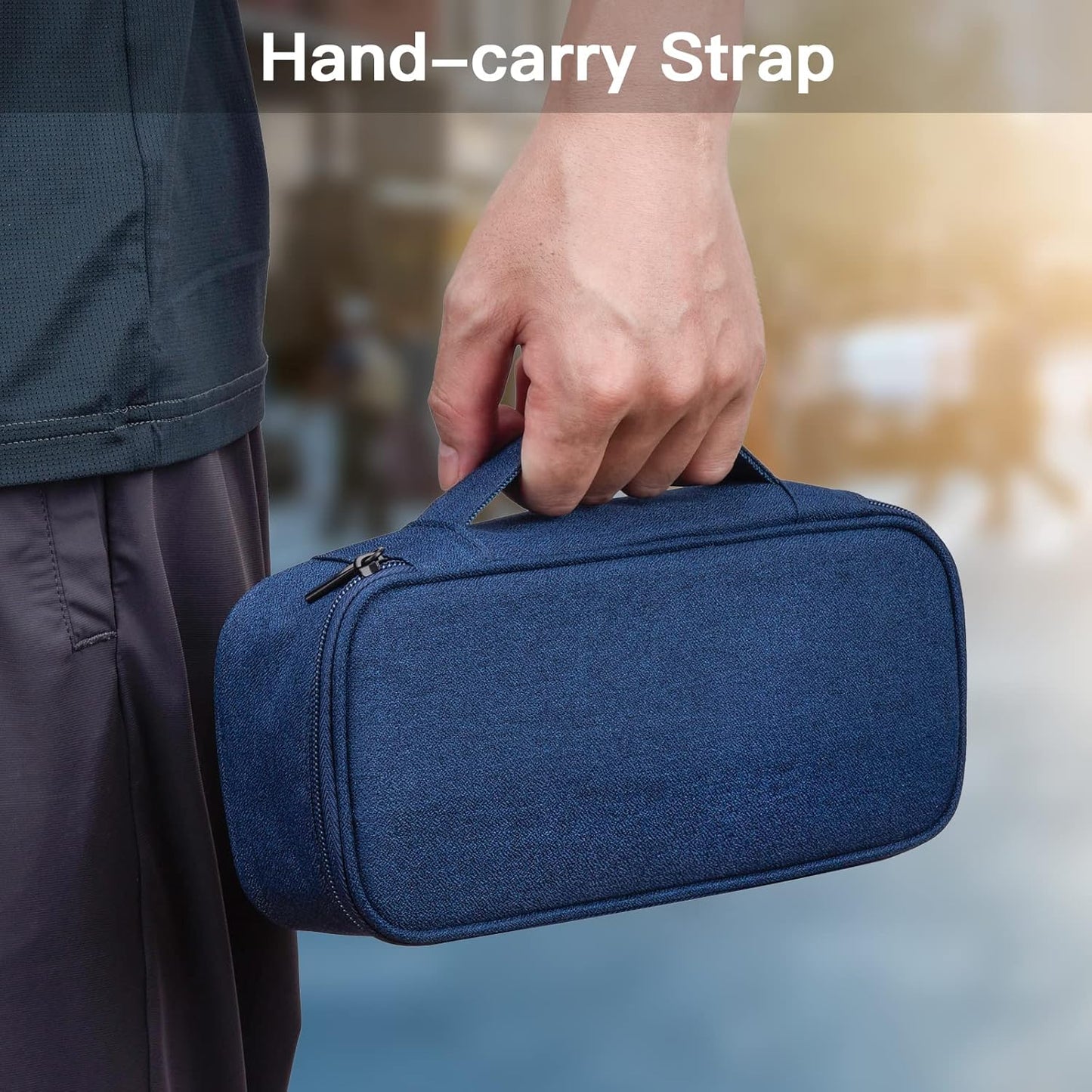 Electronics Organizer Travel Case, Carrying Pouch Bag for Travel Essentials, for Cable, Charging Cord, External Hard Drive, Portable Power Bank (Navy Blue)