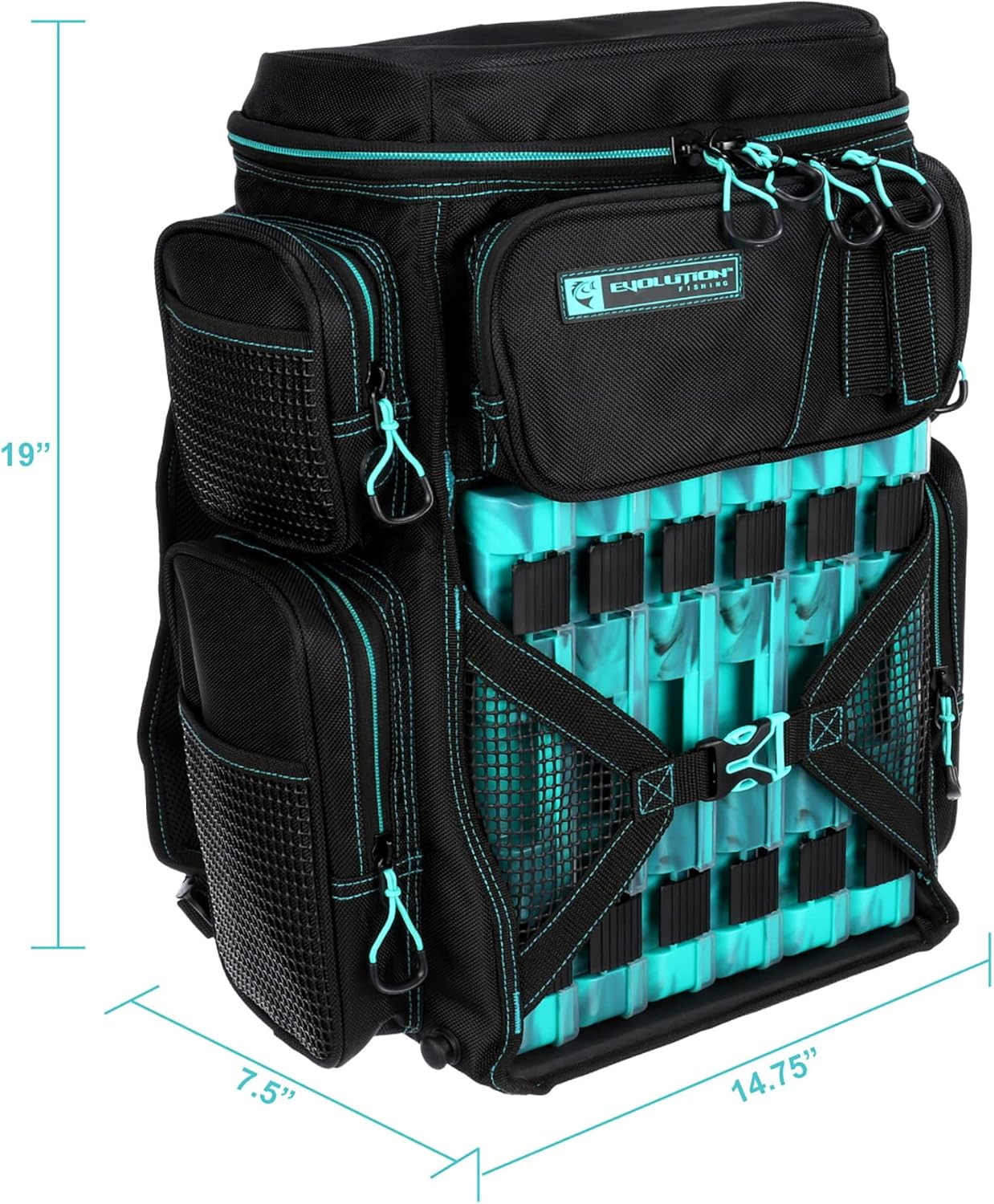 Evolution Fishing Drift Series Tackle Backpack – 3600, Outdoor Rucksack w/ 6 Fishing Tackle Trays