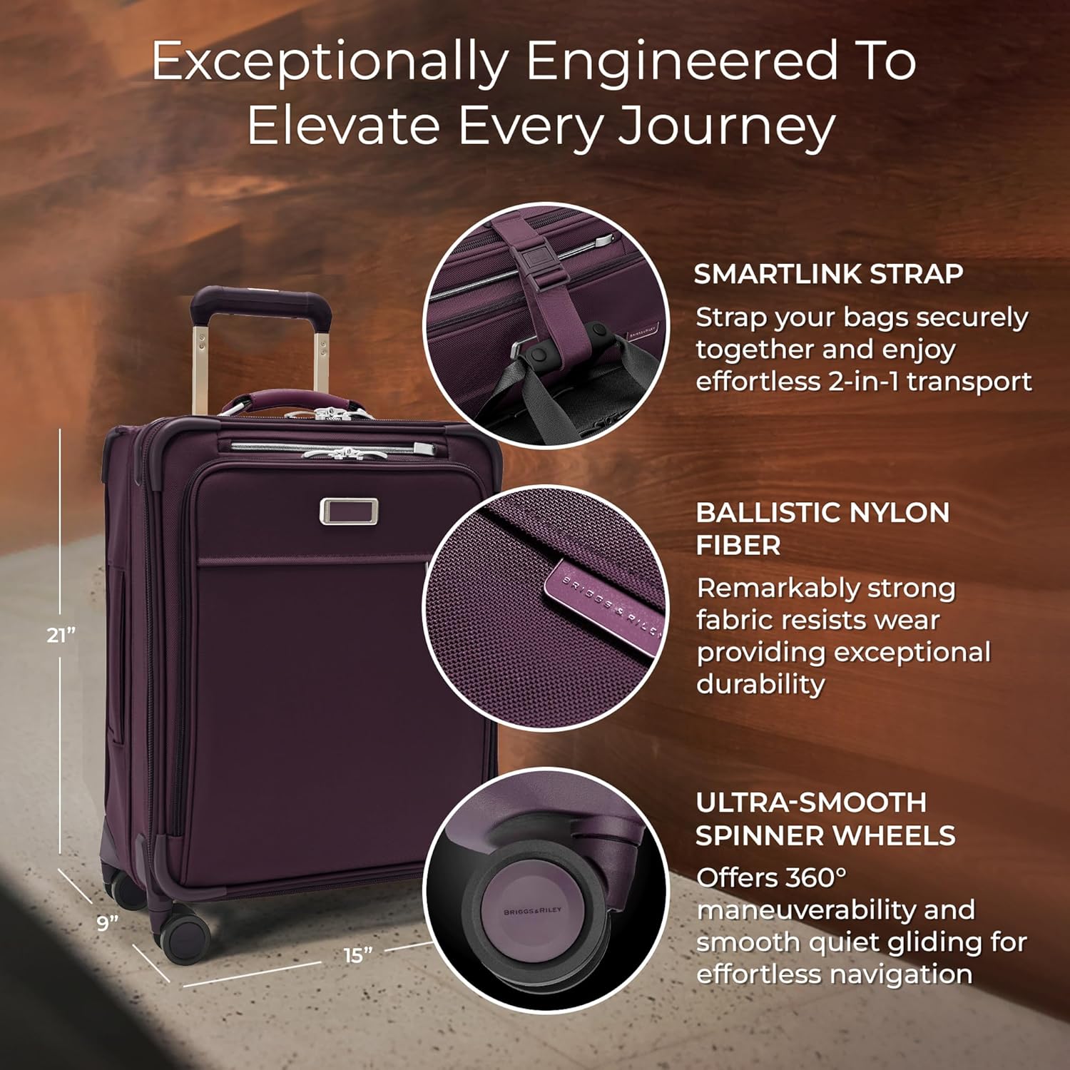 Briggs & Riley 21" Global Carry On Expandable Spinner - Luggage for International Travel, Suitcases
