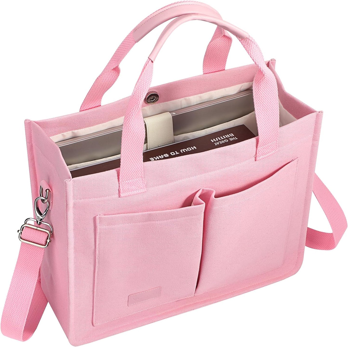 Voova Large Canvas Tote Bag for Women, Womens Laptop Work Bags Crossbody Purse Handbag Shoulder Travel Messenger Totes