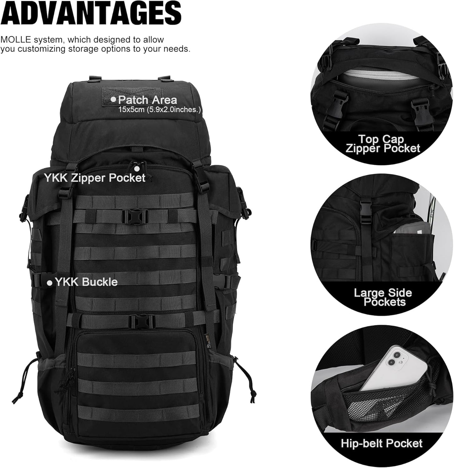 Mardingtop 70L Internal Frame Backpack for Hunting,Camping,Hiking Backpacking Backpack with Rain