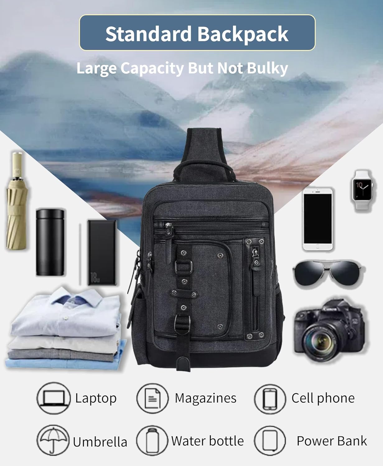 Schkleier Messenger Bag for Men Canvas Sling Bag Crossbody Backpack Laptop Shoulder Bag Hiking