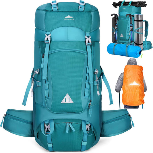 IGOLUMON 60L Hiking Backpack Waterproof Camping Backpack with Rain Cover Large Lightweight Backpacking Backpack for Men Women