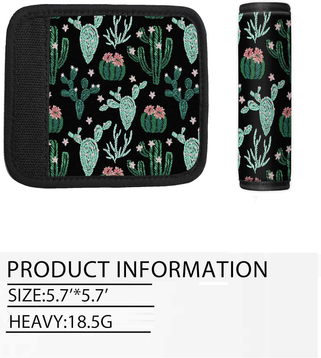 2 Pack Luggage Handle Wrap Travel Tags - Set of Luggage Tags for Suitcases, Identifiers, Marker, and Handle Covers - Cruise Accessories and Travel Gifts（Cute Cactus