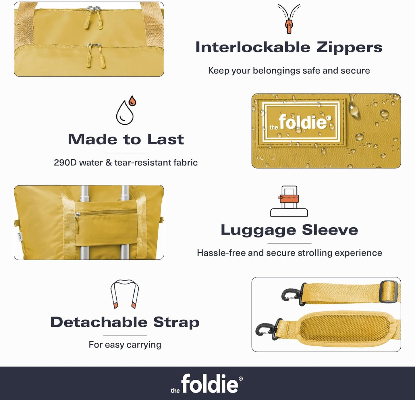 The Foldie Foldable Travel Bag for Women - 40L Weekender Bag with Multiple Pockets - Carry On Expendable Travel Bag