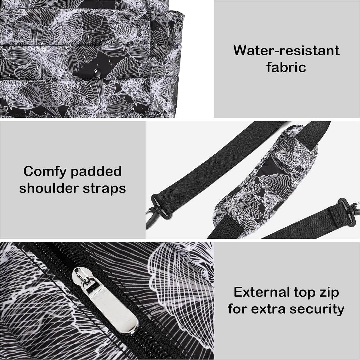 AOCINA Puffy Tote Bag for Women Quilted Work Bag Nurse Bags Women's Handbags for Travel