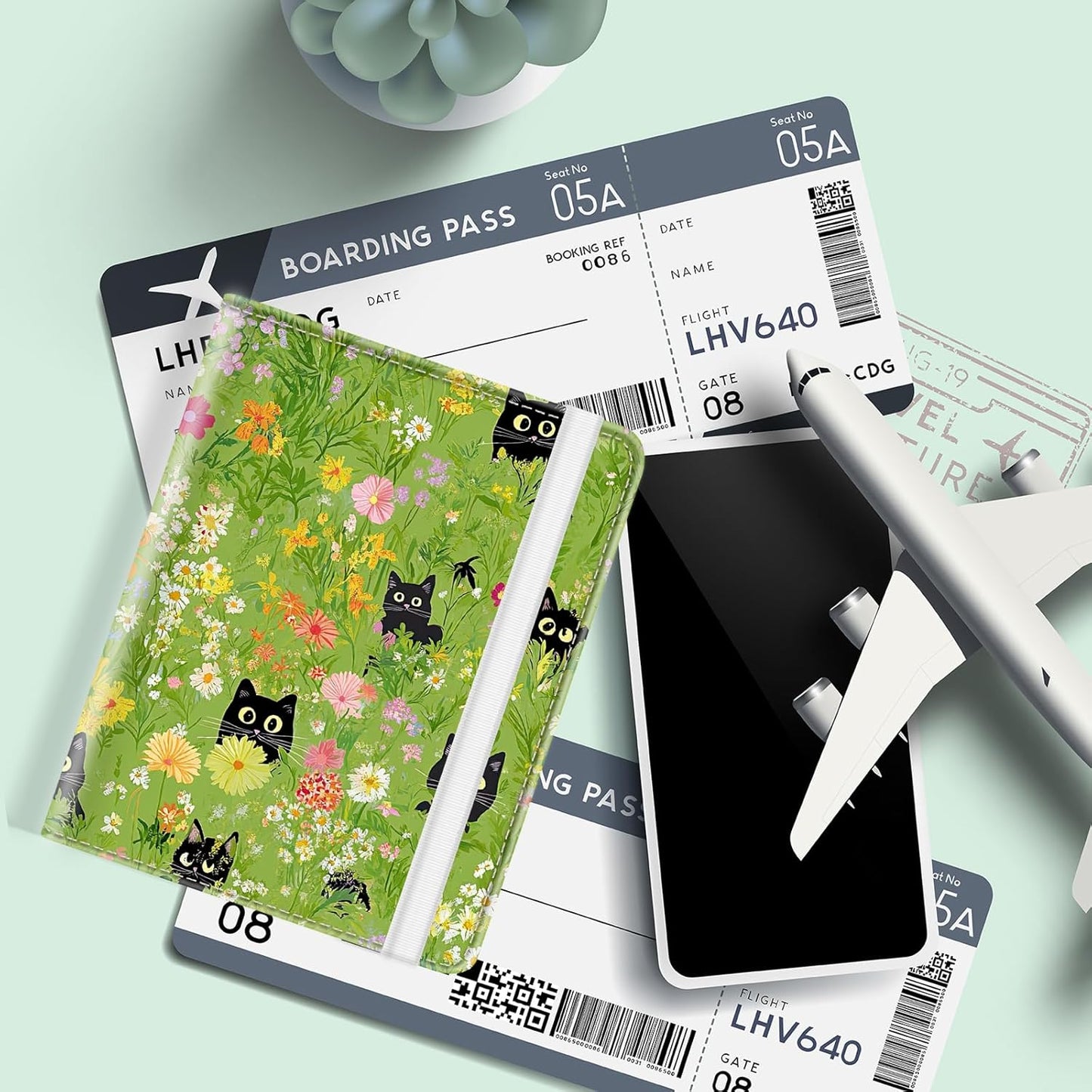 Passport Holder for Travel, Cute Passport Cover for Women Men, Waterproof PU Leather Rfid Blocking Passport Wallet with Credit Card Case for Travel Family, Boys Girls Travel Essentials