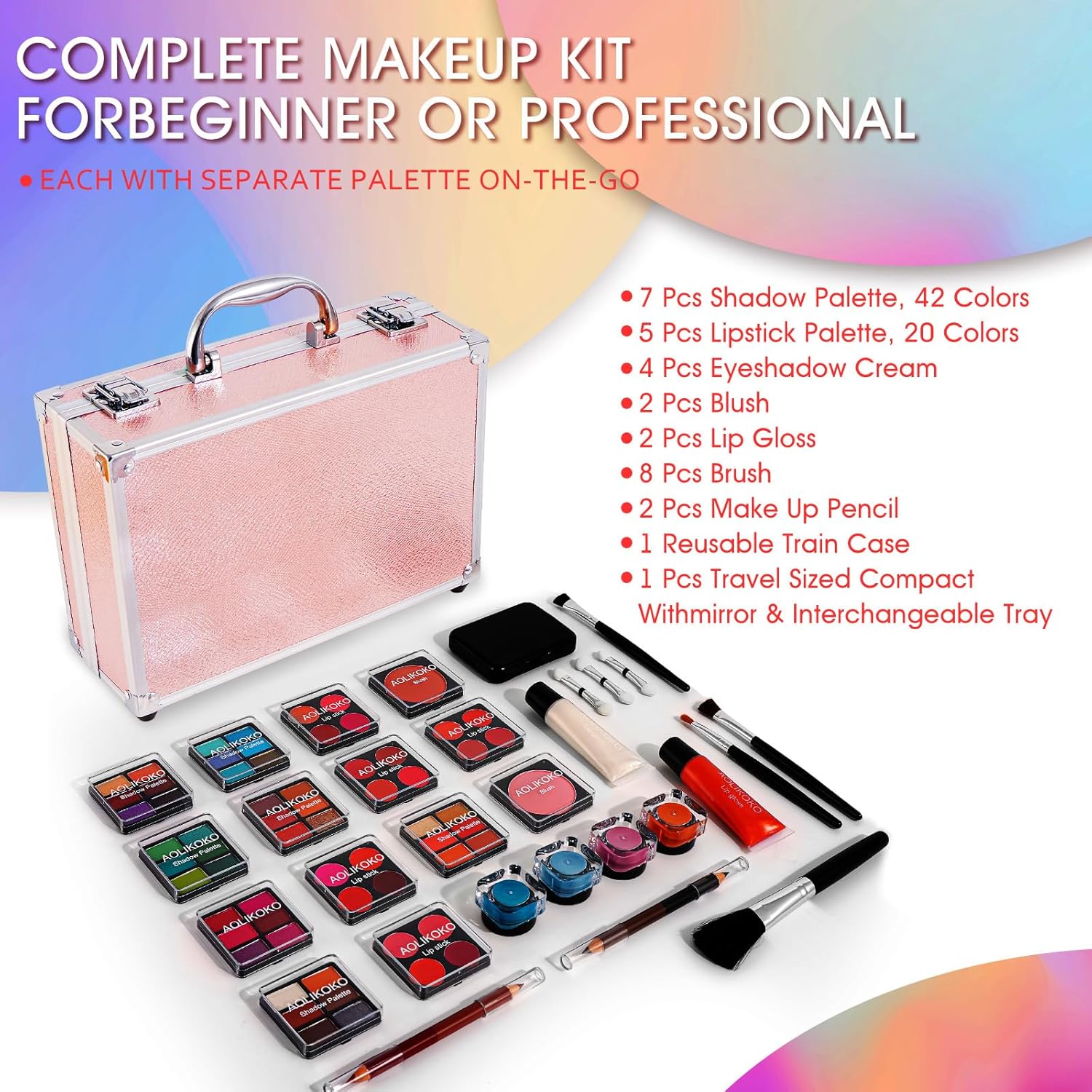 Makeup Kit for Teenager & Women Full Kit, All- In- One Makeup Set With The Cosmetic Train Case