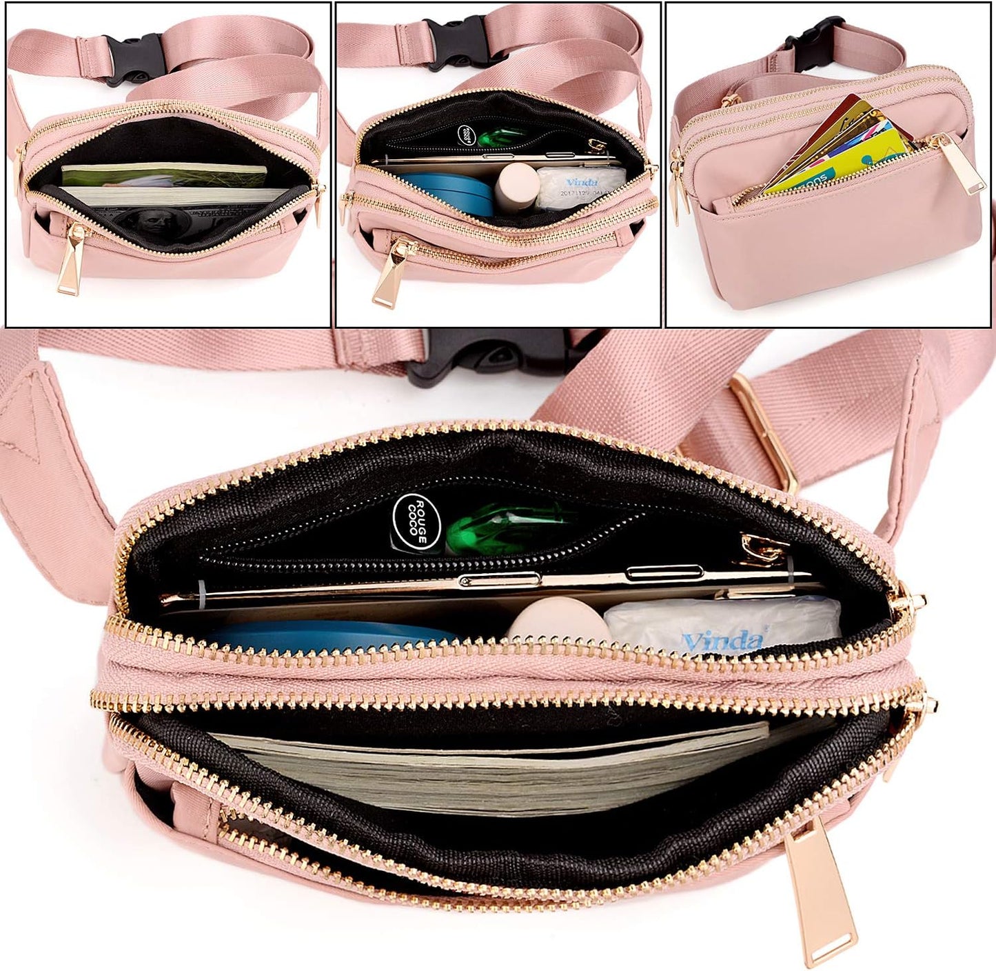 UTO Fanny Pack for Women Crossbody Trendy Fashion Belt Purse Chest Waist Hip Bumbag for Outdoor Shopping Travel Hiking