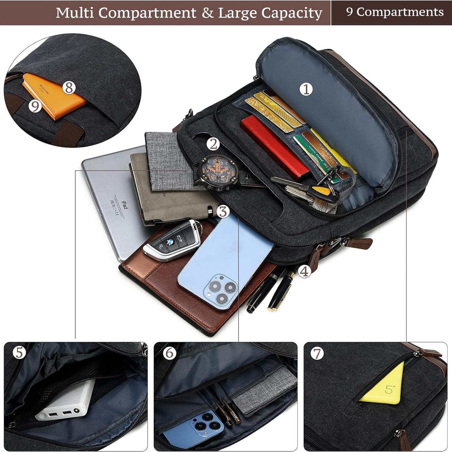 mygreen Small Canvas Crossbody Shoulder Bag Messenger Bag Work Bag
