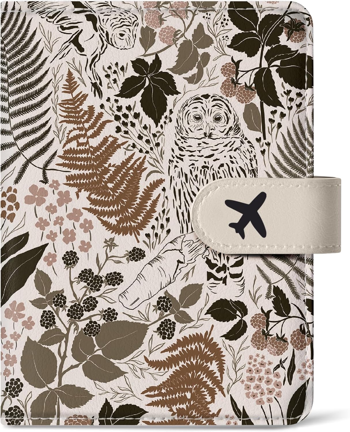 Passport Holder for Travel Essentials, RFID Blocking Leather Cover Wallet with Magnetic Closure, Aesthetic & Cute Passport Book Case for Women and Men - Owl