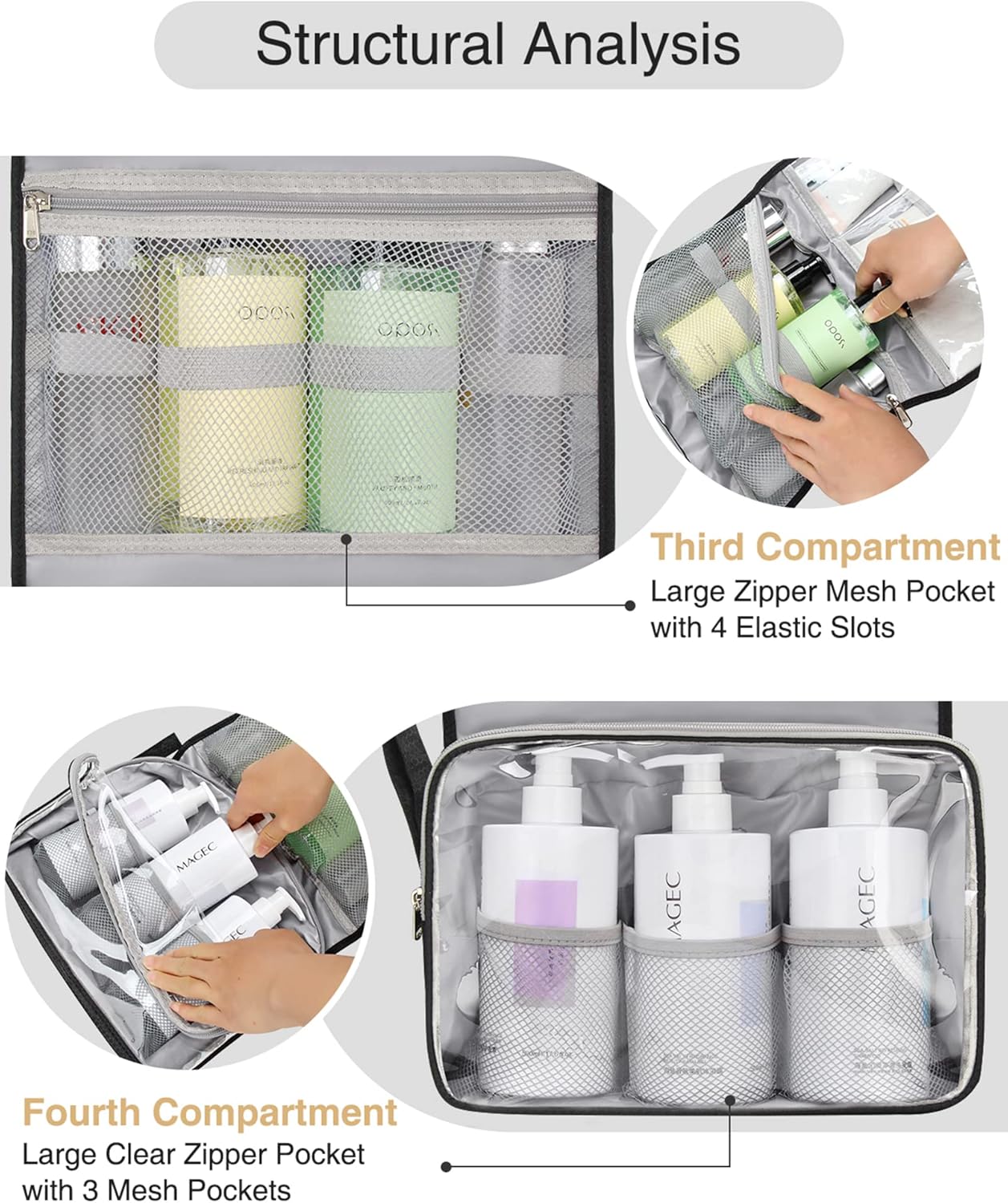 Relavel Travel Toiletry Bag for Men, Hanging Toiletry Bag for Women Makeup Cosmetic Storage