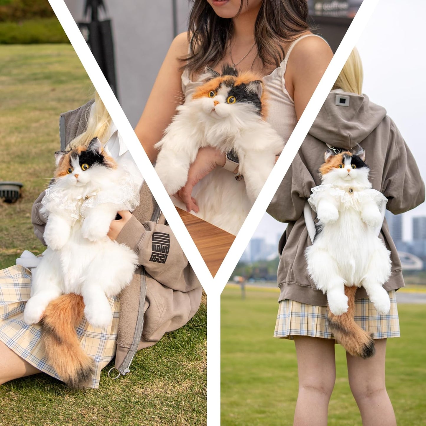 Chongker Stuffed Realistic Cat Plush Backpack - Cute and Soft Stuffed Animal Backpack with