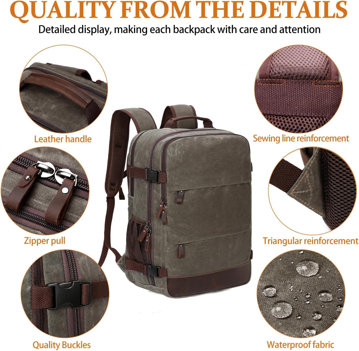 Travel Backpack for Men Carry On Backpack Flight Approved Personal Item Backpack, 18.4 inch Laptop